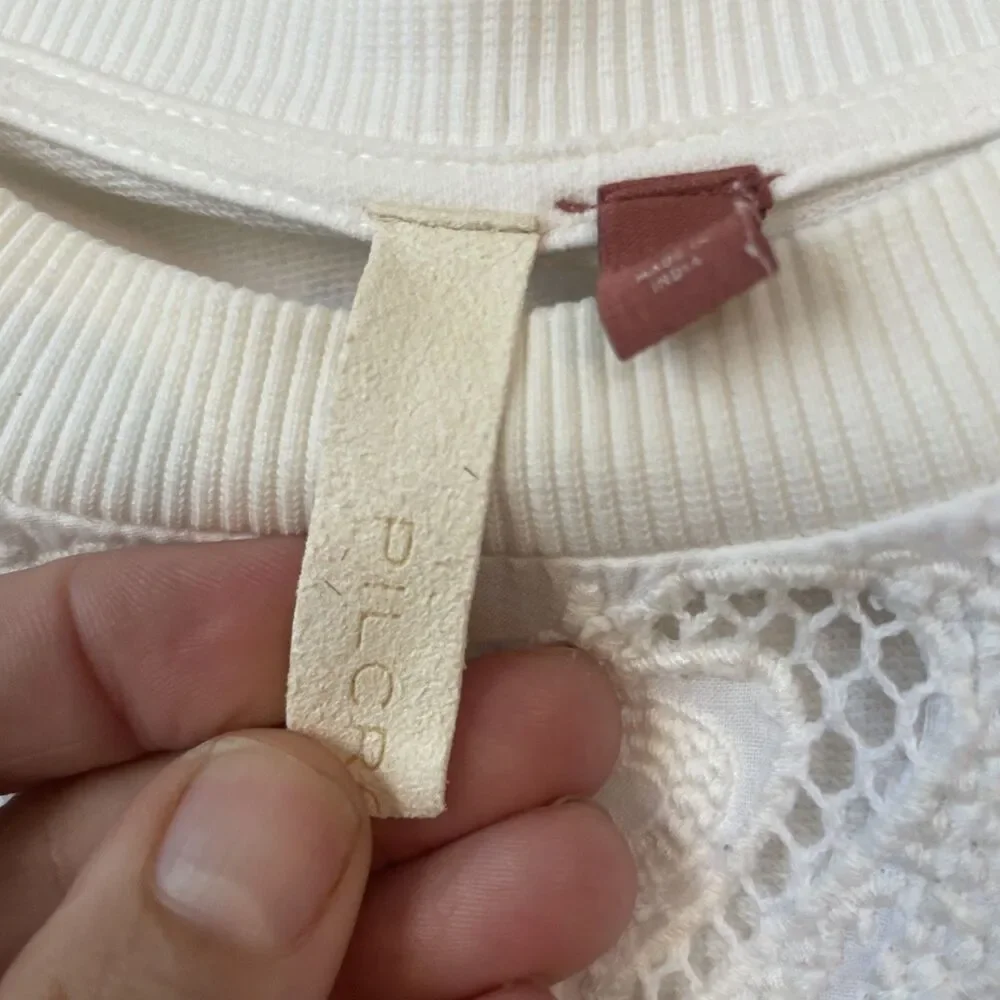 Anthropologie Cream Cotton Crochet Blouse SZ S
